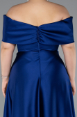 Long Sax Blue Satin Formal Plus Size Dress ABU5072
