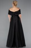 Long Black Satin Formal Plus Size Dress ABU5072