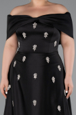 Long Black Satin Formal Plus Size Dress ABU5072
