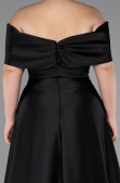 Long Black Satin Formal Plus Size Dress ABU5072