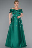 Long Emerald Green Satin Formal Plus Size Dress ABU5072