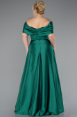 Long Emerald Green Satin Formal Plus Size Dress ABU5072