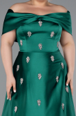 Long Emerald Green Satin Formal Plus Size Dress ABU5072