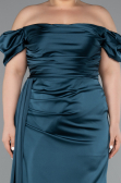 Oil Green Long Satin Plus Size Evening Dress ABU1626
