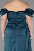 Oil Green Long Satin Plus Size Evening Dress ABU1626