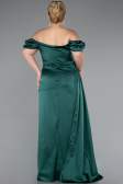 Long Emerald Green Satin Plus Size Evening Dress ABU1626
