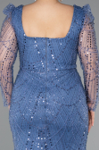 Indigo Long Beaded Plus Size Engagement Dress ABU4761