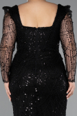 Long Black Beaded Plus Size Engagement Dress ABU4761