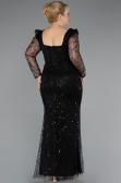 Long Black Beaded Plus Size Engagement Dress ABU4761