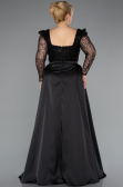 Long Black Beaded Plus Size Engagement Dress ABU4761