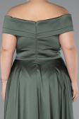 Olive Drab Long Satin Plus Size Evening Dress ABU2355