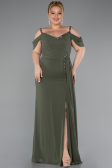 Olive Drab Long Chiffon Plus Size Evening Gown ABU3742
