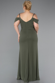 Olive Drab Long Chiffon Plus Size Evening Gown ABU3742
