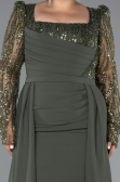 Long Olive Drab Plus Size Evening Dress ABU5094
