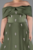 Olive Drab Long Satin Plus Size Evening Gown ABU4998