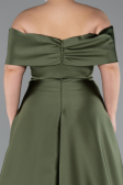 Olive Drab Long Satin Plus Size Evening Gown ABU4998