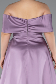 Lavender Long Satin Plus Size Evening Gown ABU4998