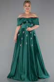 Emerald Green Long Satin Plus Size Evening Gown ABU4998