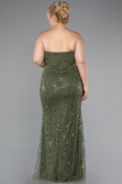 Long Olive Drab Beaded Plus Size Evening Gown ABU5010