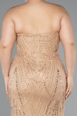 Long Gold Beaded Plus Size Evening Gown ABU5010