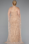 Long Gold Beaded Plus Size Evening Gown ABU5010