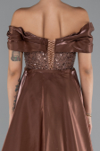 Long Brown Beaded Evening Dress ABU5099
