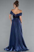 Long Navy Blue Beaded Evening Dress ABU5099