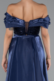 Long Navy Blue Beaded Evening Dress ABU5099