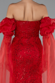 Long Red Dantelle Evening Dress ABU5102