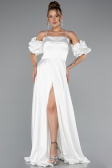 Long White Satin Evening Dress ABU5103