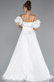 Long White Satin Evening Dress ABU5103
