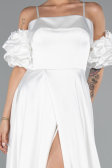 Long White Satin Evening Dress ABU5103