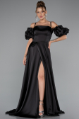 Long Black Satin Evening Dress ABU5103
