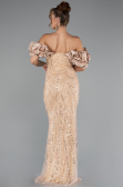 Gold Stone Strapless Sleeve Accessories Long Mermaid Evening Gown ABU4509