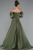 Olive Drab Long Satin Evening Dress ABU5054