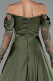 Olive Drab Long Satin Evening Dress ABU5054