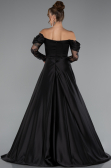 Black Long Satin Evening Dress ABU5054
