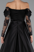 Black Long Satin Evening Dress ABU5054