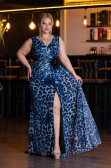 Long Blue Plus Size Evening Gown ABU5018