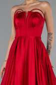 Long Red Satin Prom Gown ABU5105