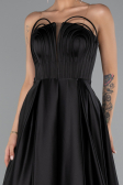 Long Black Satin Prom Gown ABU5105