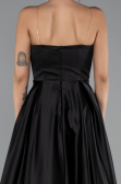 Long Black Satin Prom Gown ABU5105