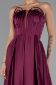 Long Cherry Colored Satin Prom Gown ABU5105