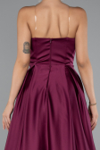 Long Cherry Colored Satin Prom Gown ABU5105