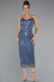 Midi Indigo Scaly Cocktail Dress ABK2389