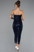Midi Navy Blue Scaly Cocktail Dress ABK2389