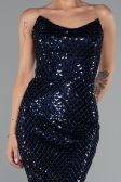 Midi Navy Blue Scaly Cocktail Dress ABK2389