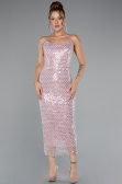 Midi Powder Color Scaly Cocktail Dress ABK2389