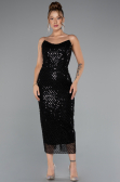 Midi Black Scaly Cocktail Dress ABK2389