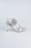 Silver Satin Evening Shoe AB1144